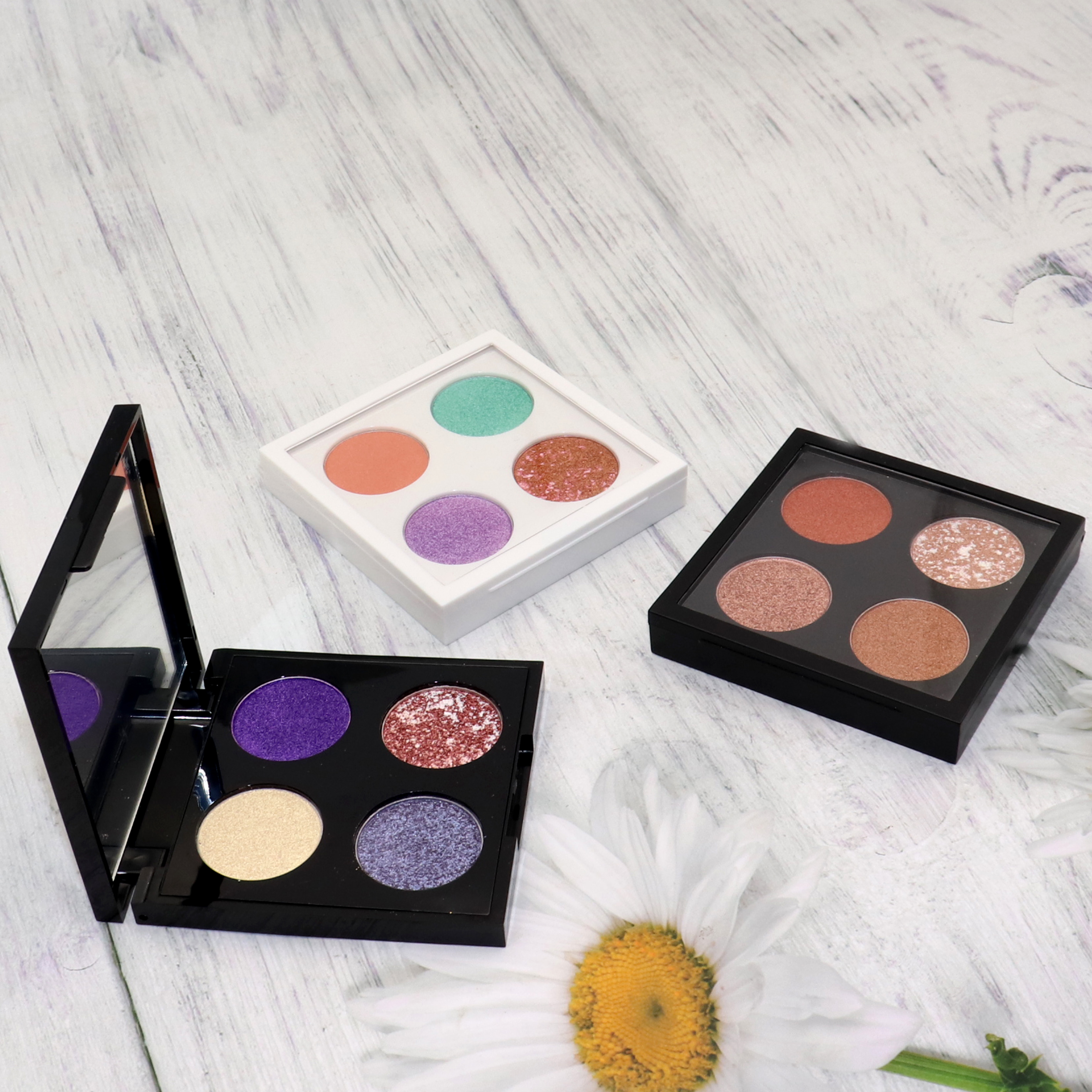 Custom 4Colors High Pigment Shimmer Matte Eyeshadow Palette With Clear Window Plastic Palette