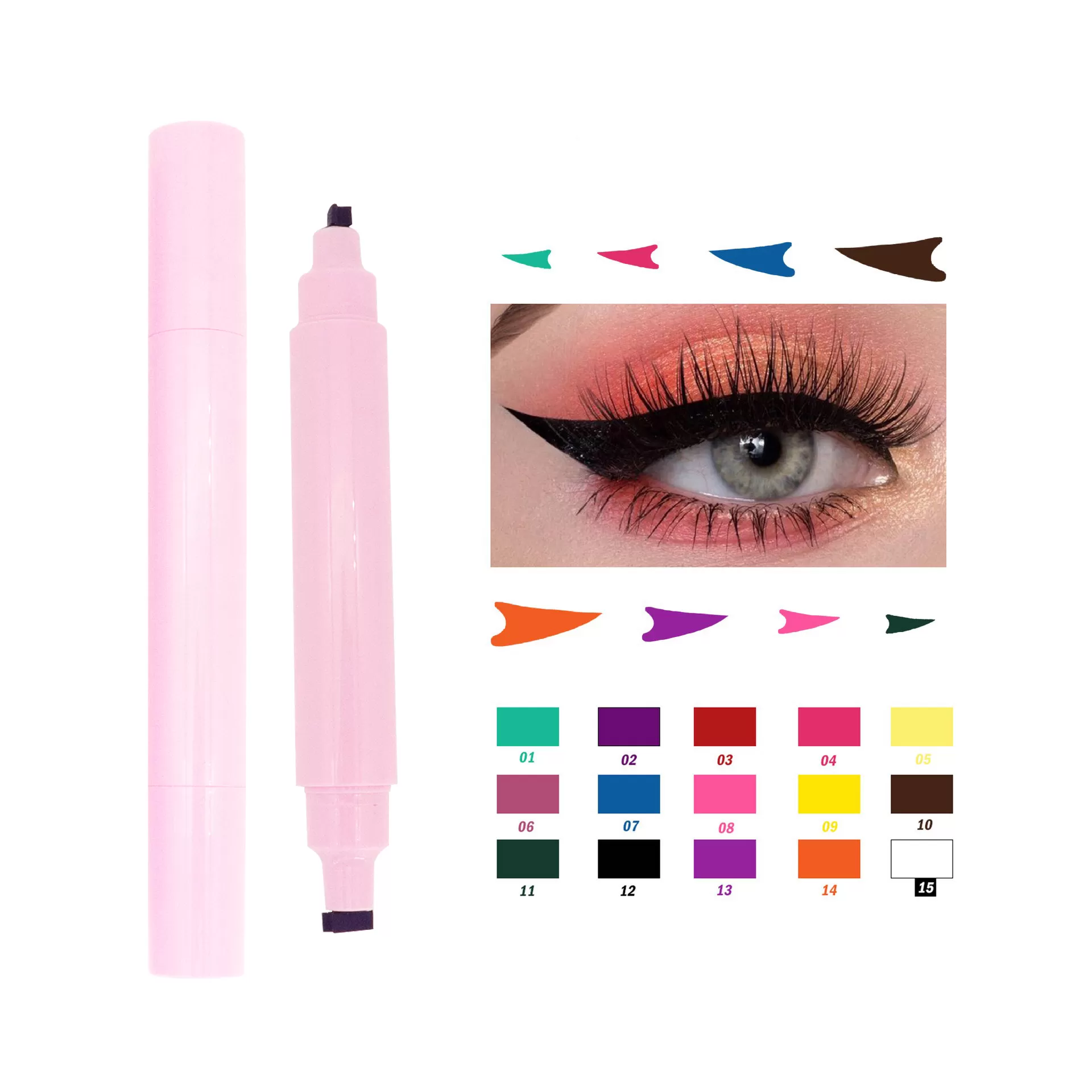 High Quality Wing Stamp Eyeliner Private Label Cat Double Eye Liner Stamp Pen