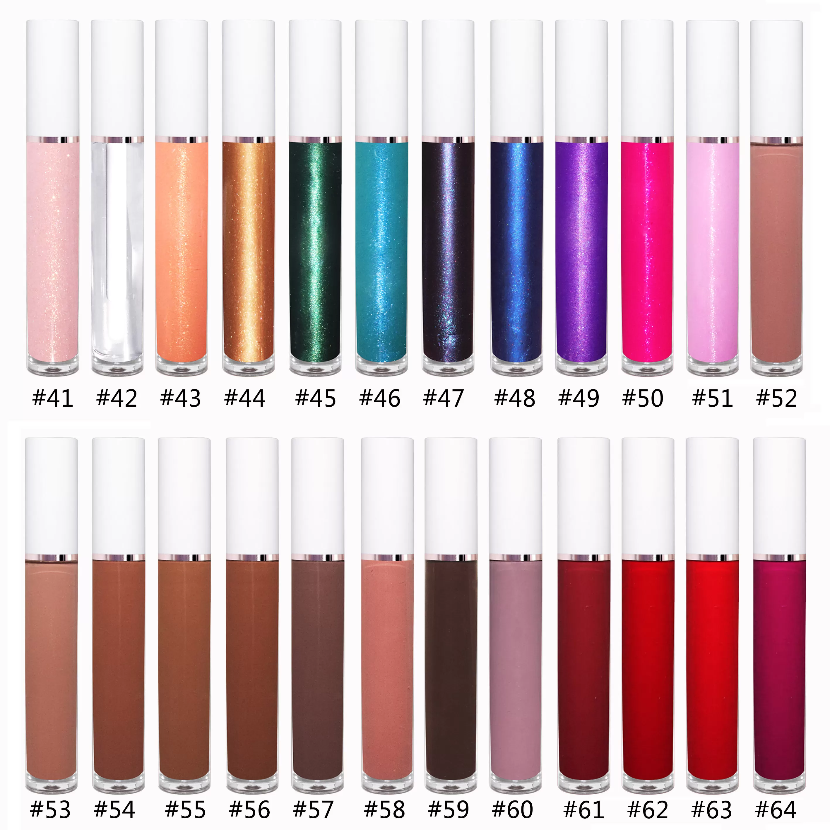 Wholesale 64 Colors Shiny Lip Gloss Shimmer Illuminating Lip Gloss Vegan