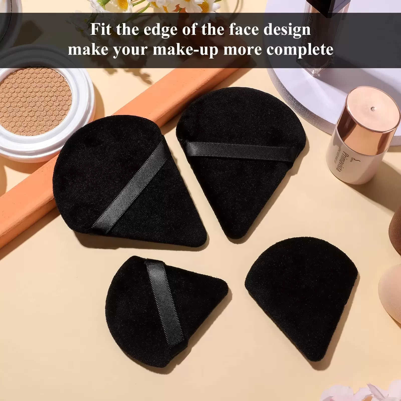 Triangle Loose Powder Makeup Puff For Face Thick Soft Cotton Private Label Cosmetic Finger Velour Velvet Triangle Powder Puff