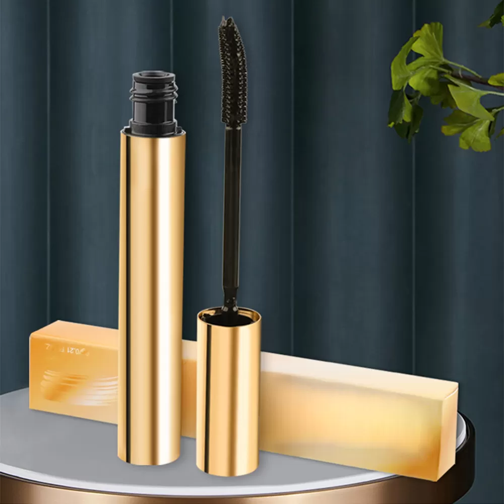 Custom 4D Fiber Mascara Waterproof Long Lasting Fiber Liquid Mascara Gold Tube