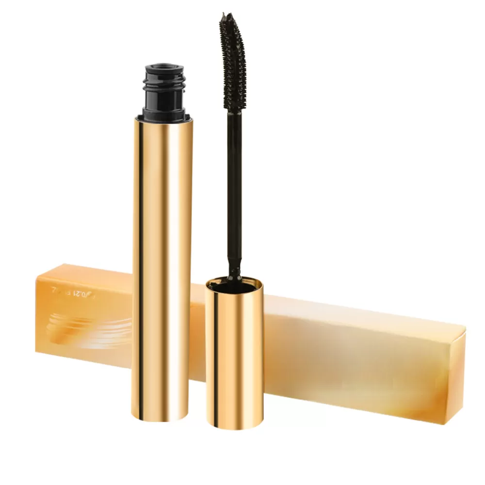 Custom 4D Fiber Mascara Waterproof Long Lasting Fiber Liquid Mascara Gold Tube