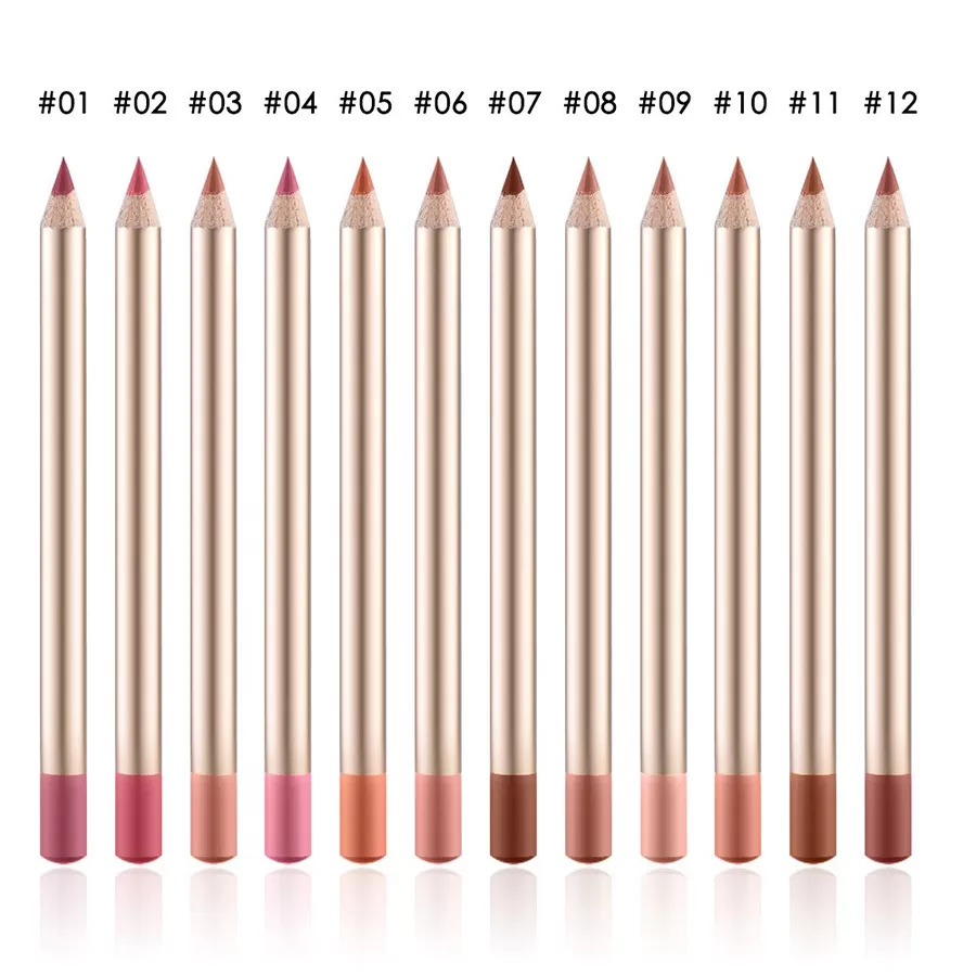 Wholesle Gold Wood Lip Liner Vegan Waterproof Lip Makeup Pencil